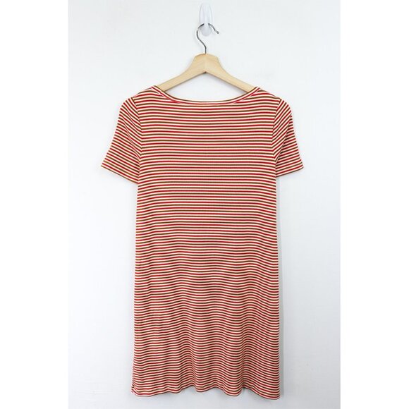 Madewell Swingy Tee Dress Sz XS Short Sleeve Scoop Neck Relaxed Mini Red Stripe - Picture 5 of 9